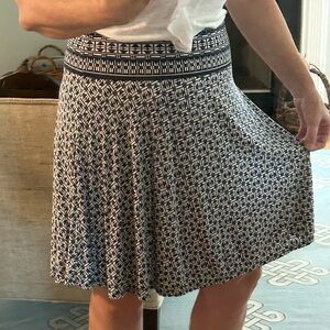 Max Studio Blue and White Geometric A-Line Skirt